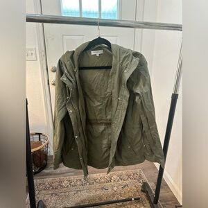 KellParker army green hooded jacket with silver detail. Size Large. Never worn.